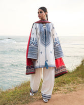 Unstitched 3-PC Embroidered Cotton Silk Dupatta By Jugnu | Tawi